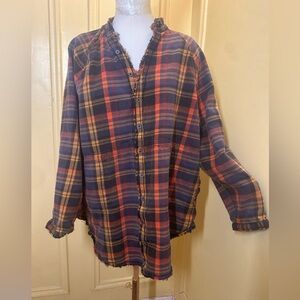 We The Free 100% Cotton Multicolor Plaid Flannel Button Down Shirt